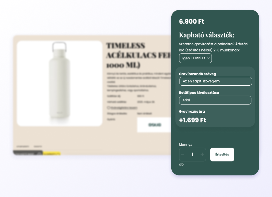 Testreszabott termékek a Shoprenterben: Egyedi beviteli mező a 24palack.hu-nak
